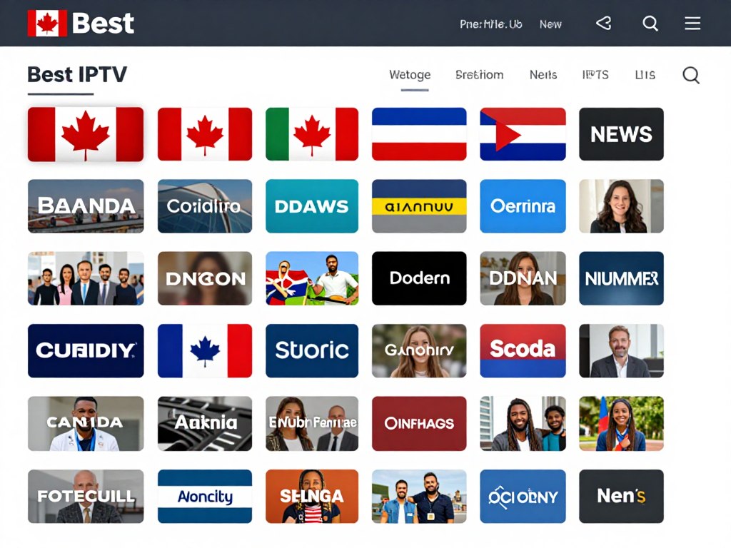 Canada Best IPTV interface highlighting international channel selection