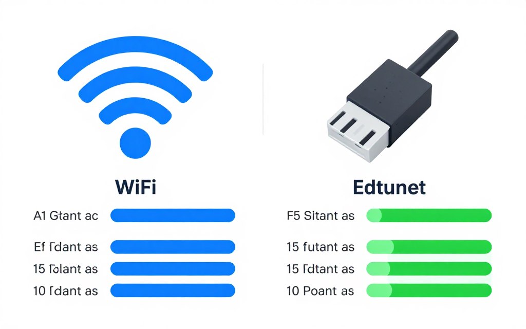 Comparison showing WiFi and Ethernet connection performance for streaming