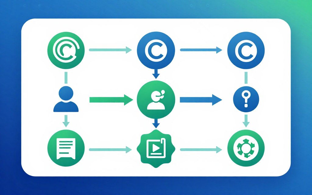 Copyright protection symbols and digital content licensing visualization