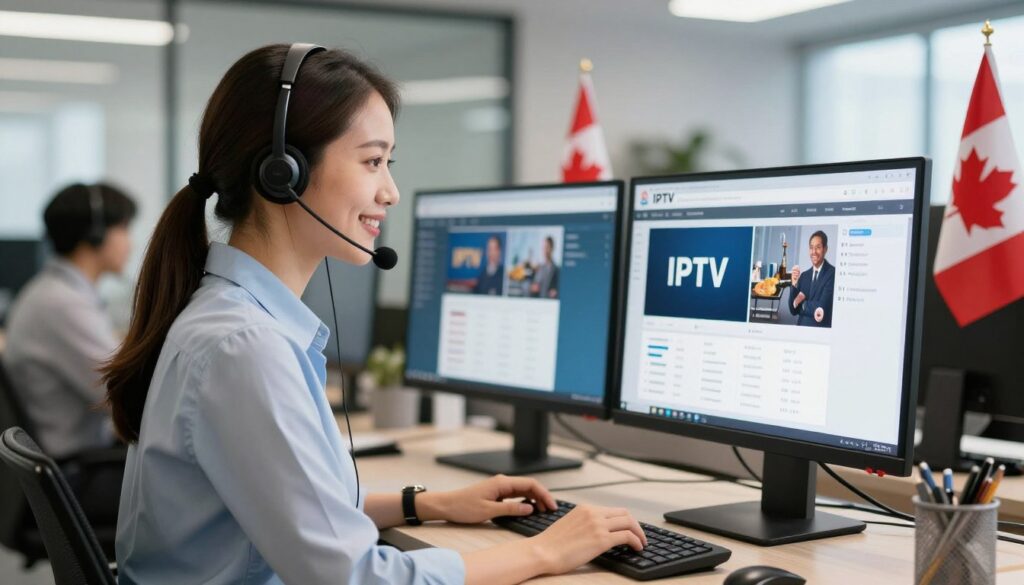 Customer service representative answering IPTV questions from Canadian customers