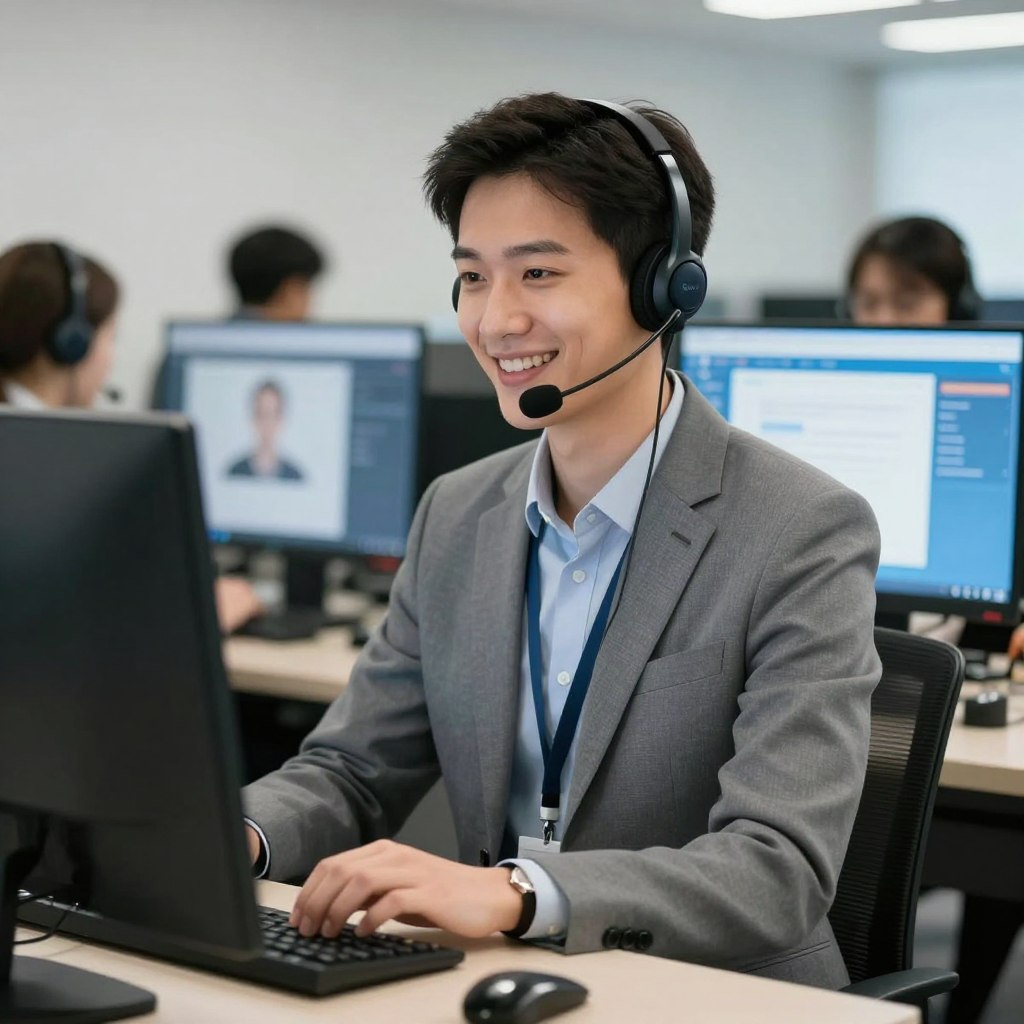 Customer support representative assisting IPTV customer