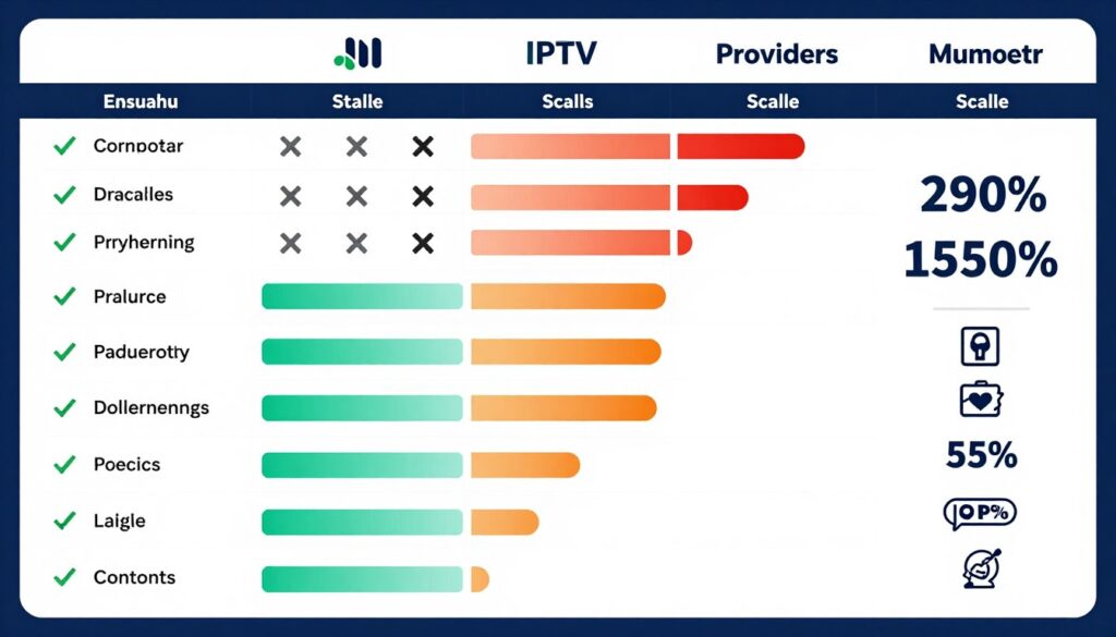 Detailed comparison table showing IPTV provider features side by side