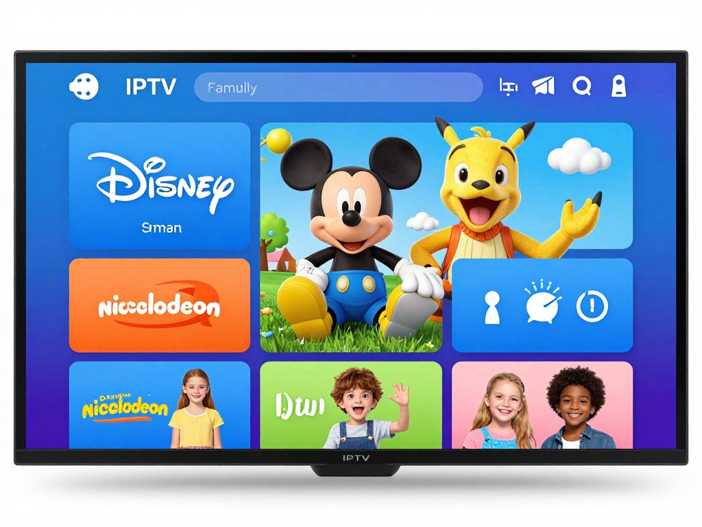 Family entertainment IPTV package showing kids channels and movies
