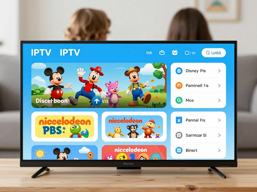 Family-friendly IPTV interface with kids channels and parental controls