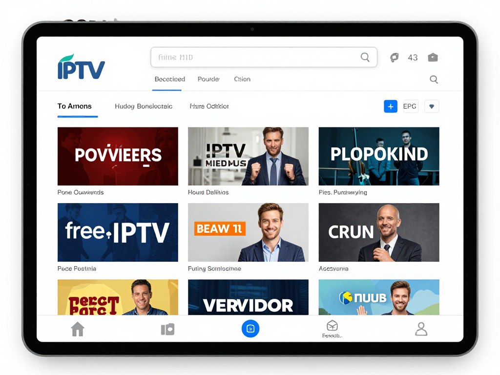 Free IPTV service interface showing limited channel selection