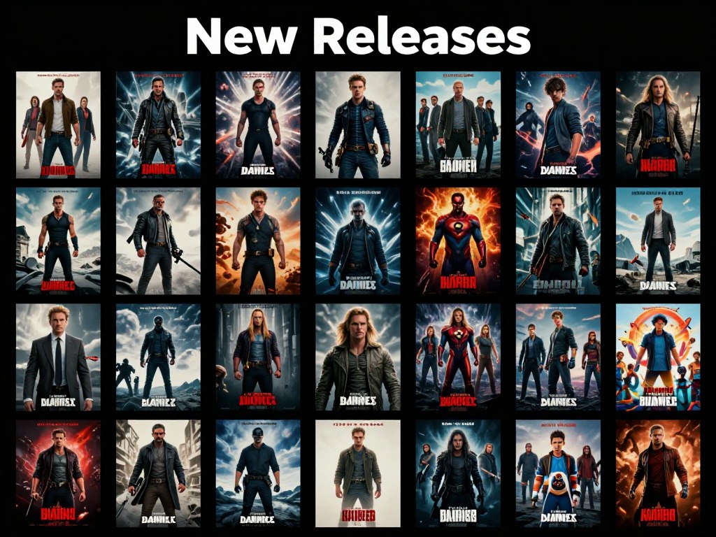 Grid of latest movie releases available on IPTV VOD service