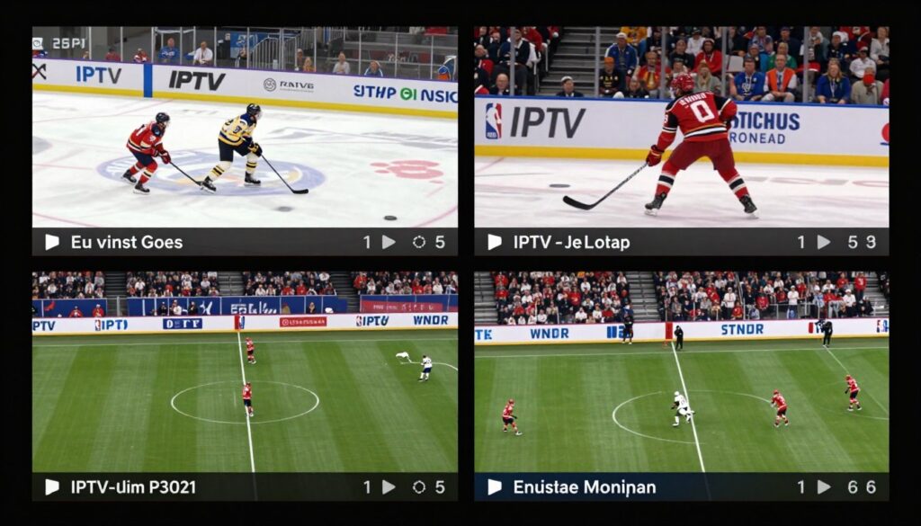 Multiple sports events displayed simultaneously on IPTV multi-view screen