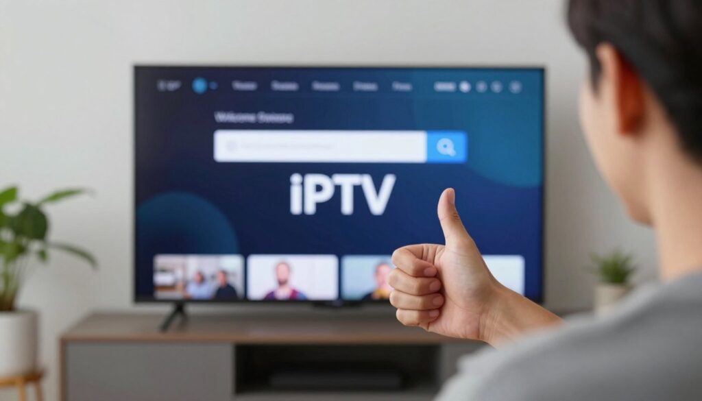 Person successfully setting up IPTV showing thumbs up