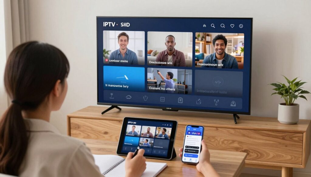 Person testing IPTV service on multiple devices during trial period