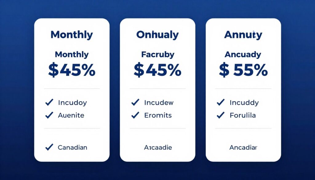 Pricing comparison chart showing different IPTV subscription tiers and costs
