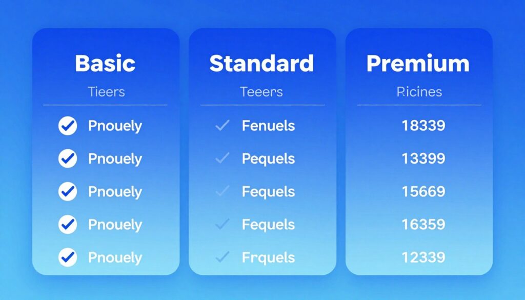 Pricing comparison table showing different IPTV plan tiers