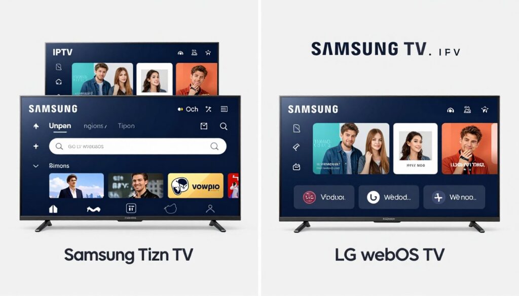 Side-by-side comparison of IPTV apps on different smart TV platforms