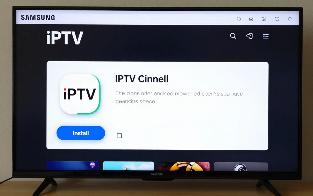 Smart TV app store showing IPTV application download screen