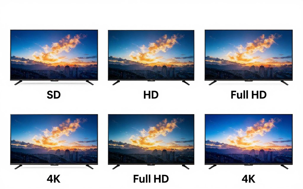 Visual comparison showing different streaming quality levels from SD to 4K