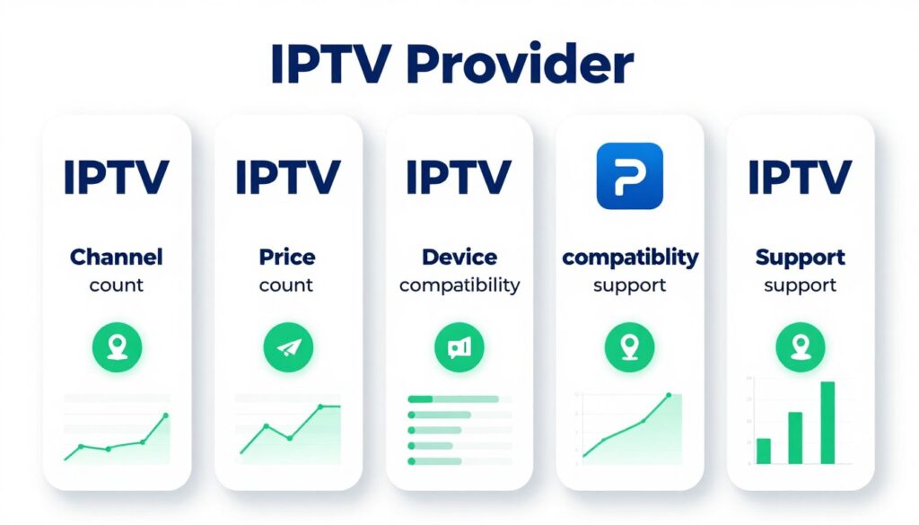 Comparison chart showing different IPTV provider logos and service features