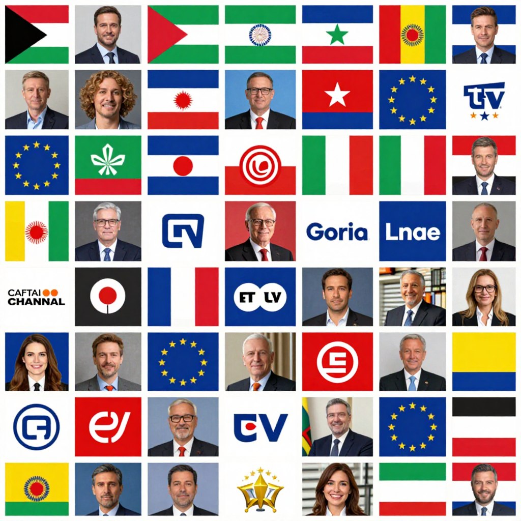 Diverse international channel logos and content from around the world
