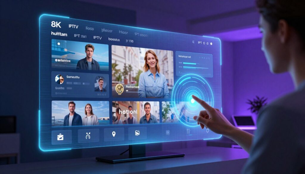 Futuristic IPTV technology showing advanced streaming features