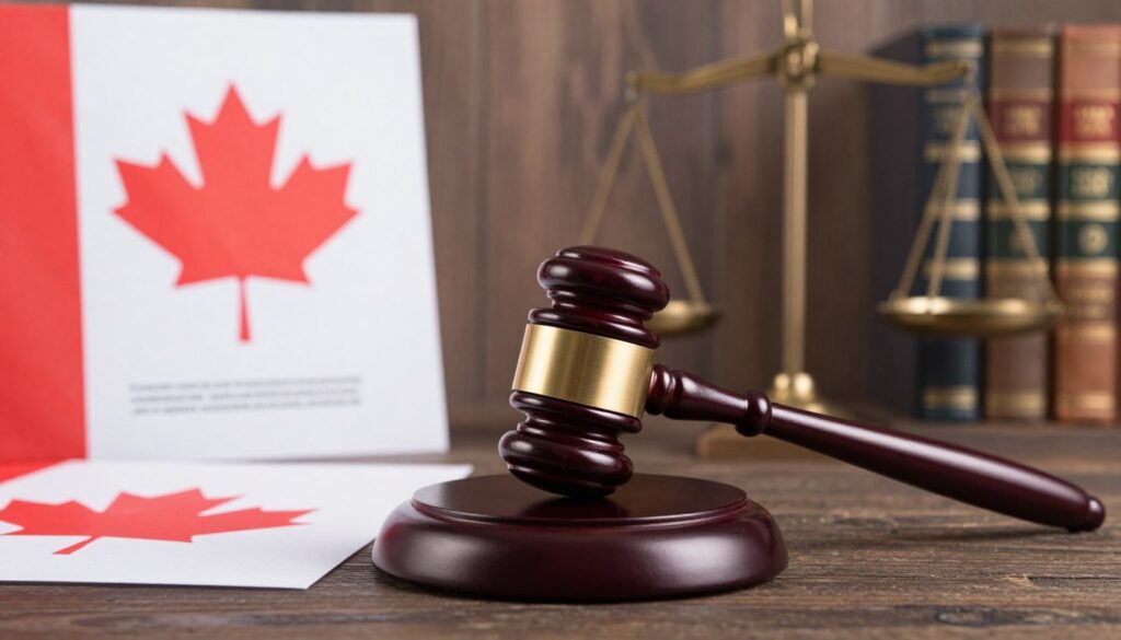 Gavel and Canadian flag representing legal aspects of IPTV