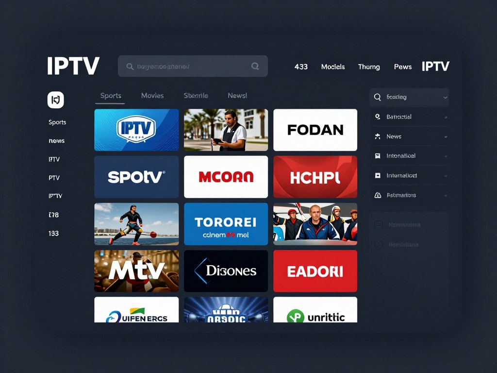 Premium IPTV service interface showing extensive channel selection