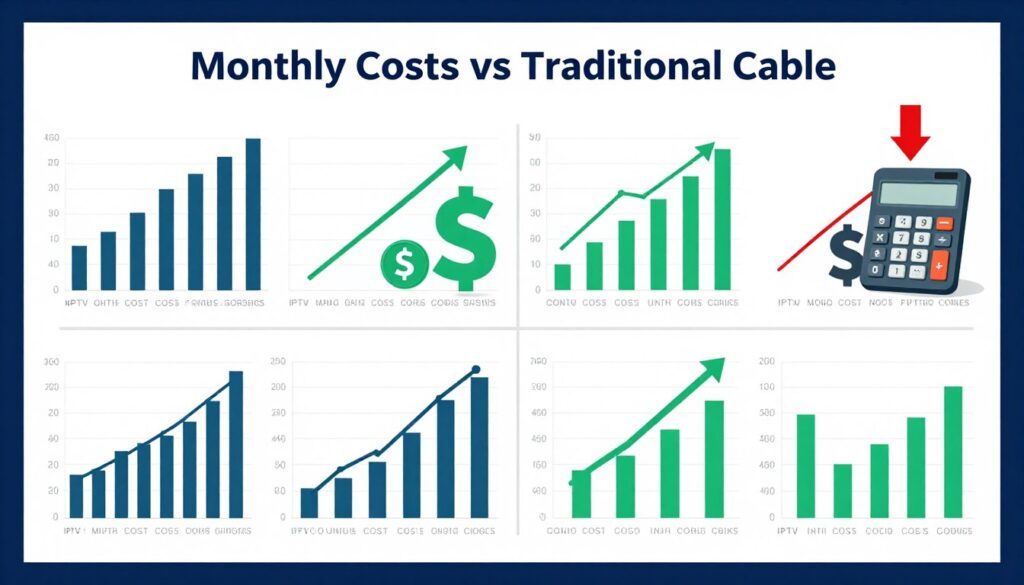 Price comparison chart showing IPTV versus cable costs over time